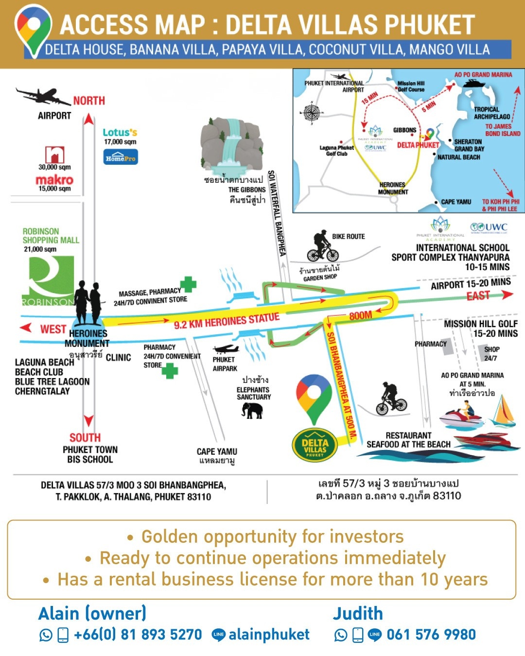 Access map to Delta Villas Phuket